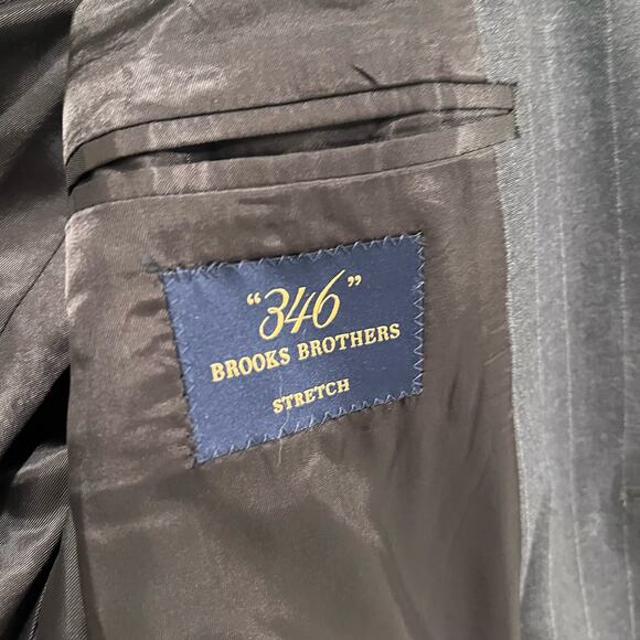 Brooks Brothers 346 Men's Sports Jacket Wool Grey Pinstripe Size‎ 42R - Picture 3 of 11